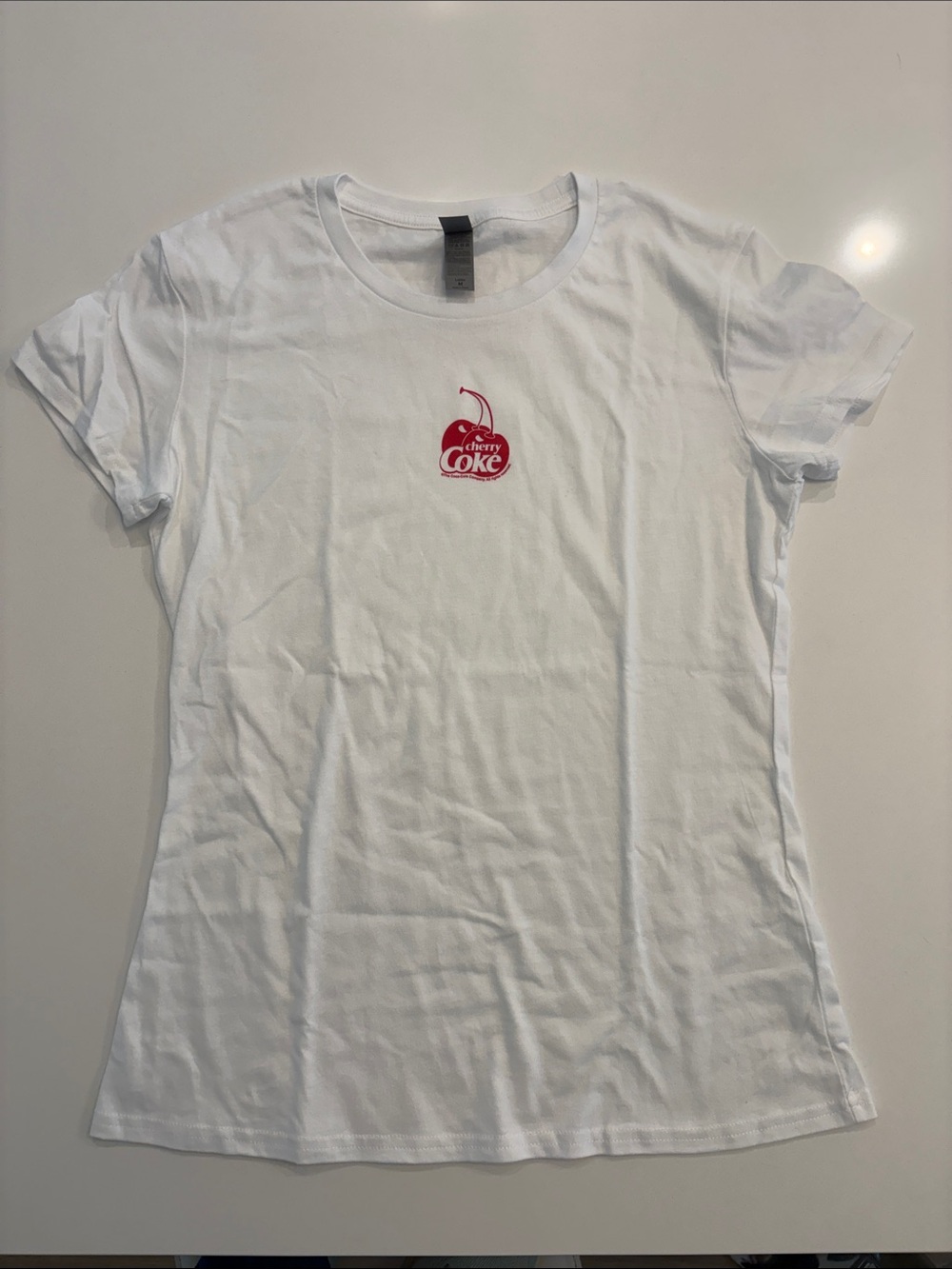 Coca Cola White Tee with Red Cherry Logo